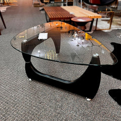 Coffee Table with Clear Tempered Glass Top and Black Base