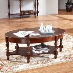 Coffee Table with Drawer and Shelf in Walnut Solid Wood