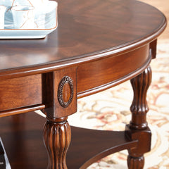 Coffee Table with Drawer and Shelf in Walnut Solid Wood
