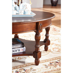Coffee Table with Drawer and Shelf in Walnut Solid Wood