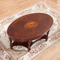 Coffee Table with Drawer and Shelf in Walnut Solid Wood