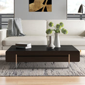 Coffee Table with Drawer, Black Oak Top and Chrome Metal Legs