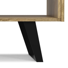 Coffee Table with Drawers, Solid Acacia Wood and Metal Base