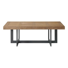 Coffee Table with Extension, Solid Wood, Brown Top, Black Base
