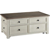 Coffee Table with Lift Top and 4 Drawers in Solid and Manufactured Wood