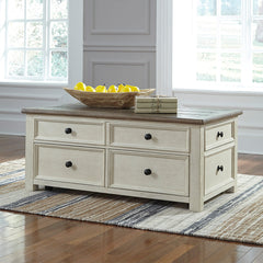 Coffee Table with Lift Top and 4 Drawers in Solid and Manufactured Wood