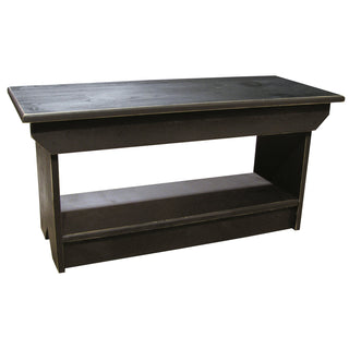 Coffee Table with Open Lower Tier, Black Solid Pine