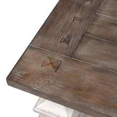 Coffee Table with Open Shelf and Casters, Gravel Top with White Base