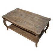 Coffee Table with Open Shelf in Brown Cedar Wood and Steel