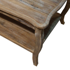 Coffee Table with Open Shelf in Brown Cedar Wood and Steel