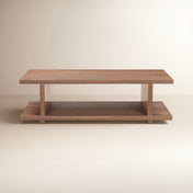Coffee Table with Open Shelves in Brown Walnut Finish