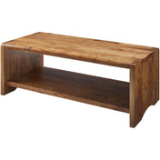 Coffee Table with Shelf, Solid Acacia Wood, Brown