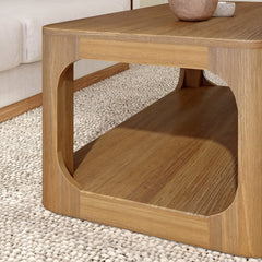 Coffee Table with Shelf, Solid Pine, 48 in, Pecan