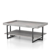 Coffee Table with Shelves, Manufactured Wood and Steel Base
