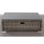 Coffee Table with Storage, Aluminum Frame with Glass Top, Gray