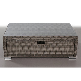 Coffee Table with Storage, Aluminum Frame with Glass Top, Gray