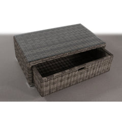 Coffee Table with Storage, Aluminum Frame with Glass Top, Gray
