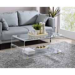 Coffee Table with Storage, Clear Acrylic Top