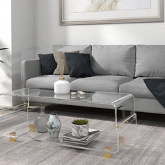 Coffee Table with Storage, Clear Acrylic Top