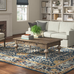 Coffee Table with Storage Drawers, Gray Wood