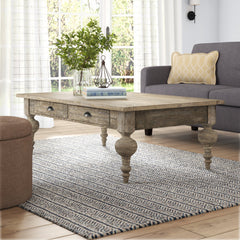 Coffee Table with Storage Drawers, Gray Wood