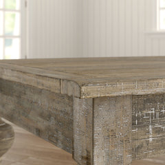 Coffee Table with Storage Drawers, Gray Wood