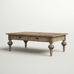 Coffee Table with Storage Drawers, Gray Wood