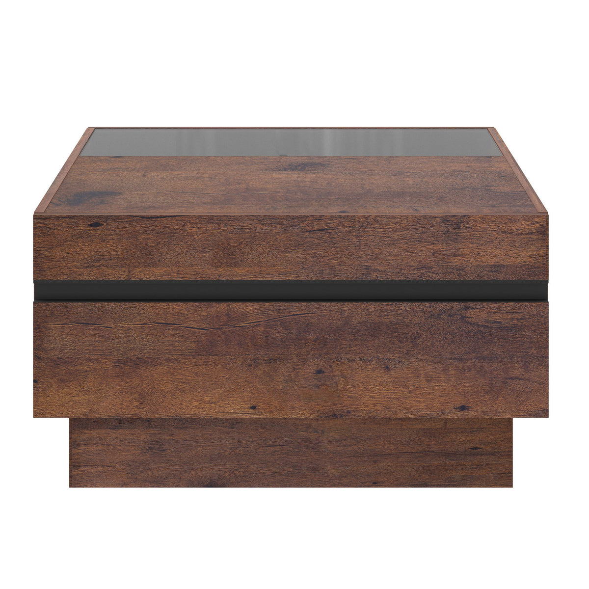 Coffee Table with Storage Drawers in Brown Walnut Wood Grain