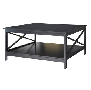 Coffee Table with Storage Shelf, Manufactured Wood in Black