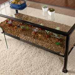 Coffee Table with Tempered Glass Top and Black Iron Base