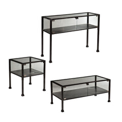 Coffee Table with Tempered Glass Top and Black Iron Base