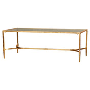 Coffee Table with Tempered Glass Top and Gold Iron Base