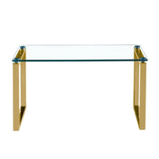 Coffee Table with Tempered Glass Top and Stainless Steel Sled Base