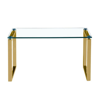 Coffee Table with Tempered Glass Top and Stainless Steel Sled Base