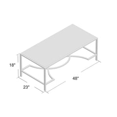 Coffee Table with Tempered Glass Top and Wrought Iron Base