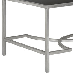 Coffee Table with Tempered Glass Top and Wrought Iron Base