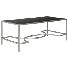 Coffee Table with Tempered Glass Top and Wrought Iron Base