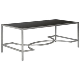 Coffee Table with Tempered Glass Top and Wrought Iron Base