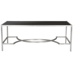 Coffee Table with Tempered Glass Top and Wrought Iron Base