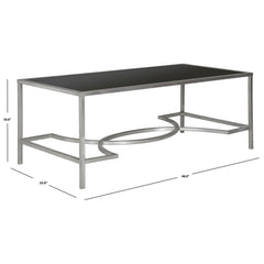 Coffee Table with Tempered Glass Top and Wrought Iron Base