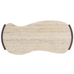 Coffee Table with Travertine Top and Dark Brown Acacia Wood Base