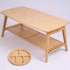 Collapsible Rectangular Coffee Table with Natural Top