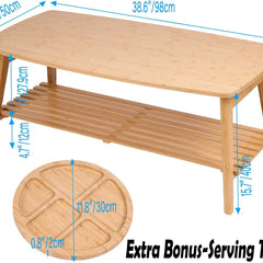 Collapsible Rectangular Coffee Table with Natural Top