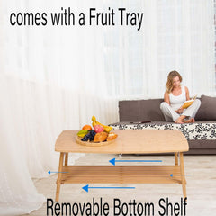Collapsible Rectangular Coffee Table with Natural Top