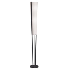 Column Floor Lamp, 2-Light Steel Base in Matte Black with Linen Shade
