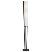 Column Floor Lamp, 2-Light Steel Base in Matte Black with Linen Shade