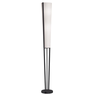 Column Floor Lamp, 2-Light Steel Base in Matte Black with Linen Shade