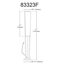 Column Floor Lamp, 2-Light Steel Base in Matte Black with Linen Shade