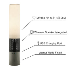 Column Floor Lamp, Walnut Base with White Drum Shade