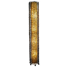 Column Floor Lamp with Woven Vine Shade and Black Base